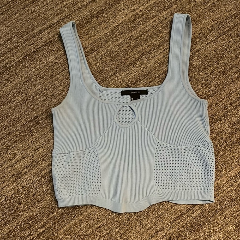 Forever 21 cropped light blue tank